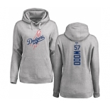MLB Women's Nike Los Angeles Dodgers #57 Alex Wood Ash Backer Pullover Hoodie