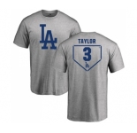 MLB Nike Los Angeles Dodgers #3 Chris Taylor Gray RBI T-Shirt