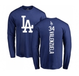 MLB Nike Los Angeles Dodgers #34 Fernando Valenzuela Royal Blue Backer Long Sleeve T-Shirt