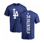 MLB Nike Los Angeles Dodgers #34 Fernando Valenzuela Royal Blue Backer T-Shirt