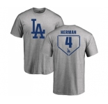 MLB Nike Los Angeles Dodgers #4 Babe Herman Gray RBI T-Shirt