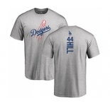 MLB Nike Los Angeles Dodgers #44 Rich Hill Ash Backer T-Shirt