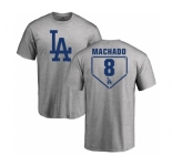 MLB Nike Los Angeles Dodgers #8 Manny Machado Gray RBI T-Shirt