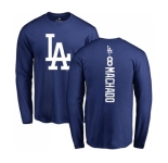 MLB Nike Los Angeles Dodgers #8 Manny Machado Royal Blue Backer Long Sleeve T-Shirt