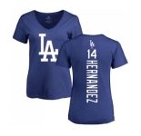 MLB Women's Nike Los Angeles Dodgers #14 Enrique Hernandez Royal Blue Backer T-Shirt
