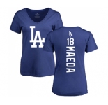 MLB Women's Nike Los Angeles Dodgers #18 Kenta Maeda Royal Blue Backer T-Shirt