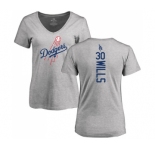 MLB Women's Nike Los Angeles Dodgers #30 Maury Wills Ash Backer T-Shirt