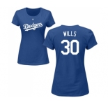 MLB Women's Nike Los Angeles Dodgers #30 Maury Wills Royal Blue Name & Number T-Shirt