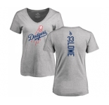 MLB Women's Nike Los Angeles Dodgers #33 Mark Lowe Ash Backer T-Shirt