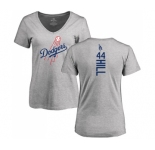 MLB Women's Nike Los Angeles Dodgers #44 Rich Hill Ash Backer T-Shirt