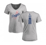 MLB Women's Nike Los Angeles Dodgers #57 Alex Wood Ash Backer T-Shirt