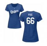 MLB Women's Nike Los Angeles Dodgers #66 Yasiel Puig Royal Blue Name & Number T-Shirt