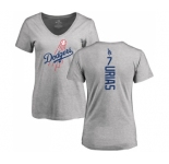 MLB Women's Nike Los Angeles Dodgers #7 Julio Urias Ash Backer T-Shirt