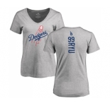 MLB Women's Nike Los Angeles Dodgers #99 Hyun-Jin Ryu Ash Backer T-Shirt