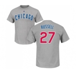 MLB Nike Chicago Cubs #27 Addison Russell Gray Name & Number T-Shirt