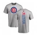 MLB Nike Chicago Cubs #34 Jon Lester Ash Backer T-Shirt
