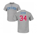 MLB Nike Chicago Cubs #34 Jon Lester Gray Name & Number T-Shirt