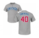 MLB Nike Chicago Cubs #40 Willson Contreras Gray Name & Number T-Shirt