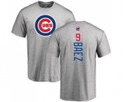MLB Nike Chicago Cubs #9 Javier Baez Ash Backer T-Shirt