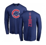 MLB Nike Chicago Cubs #9 Javier Baez Royal Blue Backer Long Sleeve T-Shirt
