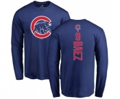MLB Nike Chicago Cubs #9 Javier Baez Royal Blue Backer Long Sleeve T-Shirt