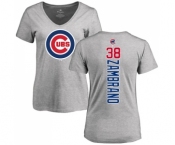 MLB Women's Nike Chicago Cubs #38 Carlos Zambrano Ash Backer T-Shirt