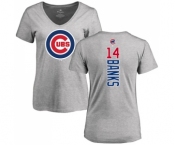 MLB Women's Nike Chicago Cubs #14 Ernie Banks Ash Backer T-Shirt