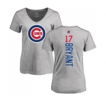 MLB Women's Nike Chicago Cubs #17 Kris Bryant Ash Backer T-Shirt