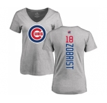 MLB Women's Nike Chicago Cubs #18 Ben Zobrist Ash Backer T-Shirt
