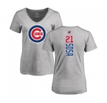 MLB Women's Nike Chicago Cubs #21 Sammy Sosa Ash Backer T-Shirt