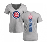 MLB Women's Nike Chicago Cubs #22 Jason Heyward Ash Backer T-Shirt