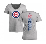 MLB Women's Nike Chicago Cubs #27 Addison Russell Ash Backer T-Shirt