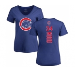 MLB Women's Nike Chicago Cubs #34 Kerry Wood Royal Blue Backer T-Shirt