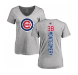 MLB Women's Nike Chicago Cubs #38 Mike Montgomery Ash Backer T-Shirt