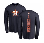 MLB Nike Houston Astros #1 Carlos Correa Navy Blue Backer Long Sleeve T-Shirt
