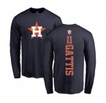 MLB Nike Houston Astros #11 Evan Gattis Navy Blue Backer Long Sleeve T-Shirt