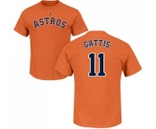 MLB Nike Houston Astros #11 Evan Gattis Orange Name & Number T-Shirt