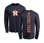 MLB Nike Houston Astros #15 Carlos Beltran Navy Blue Backer Long Sleeve T-Shirt