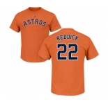 MLB Nike Houston Astros #22 Josh Reddick Orange Name & Number T-Shirt
