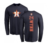 MLB Nike Houston Astros #24 Jimmy Wynn Navy Blue Backer Long Sleeve T-Shirt