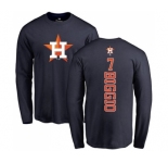 MLB Nike Houston Astros #7 Craig Biggio Navy Blue Backer Long Sleeve T-Shirt