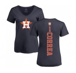 MLB Women's Nike Houston Astros #1 Carlos Correa Navy Blue Backer T-Shirt