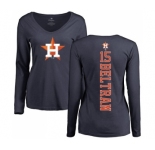 MLB Women's Nike Houston Astros #15 Carlos Beltran Navy Blue Backer Long Sleeve T-Shirt