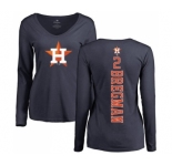 MLB Women's Nike Houston Astros #2 Alex Bregman Navy Blue Backer Long Sleeve T-Shirt