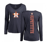 MLB Women's Nike Houston Astros #21 Andy Pettitte Navy Blue Backer Long Sleeve T-Shirt
