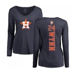 MLB Women's Nike Houston Astros #24 Jimmy Wynn Navy Blue Backer Long Sleeve T-Shirt