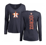 MLB Women's Nike Houston Astros #25 Jose Cruz Jr. Navy Blue Backer Long Sleeve T-Shirt