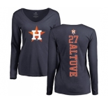MLB Women's Nike Houston Astros #27 Jose Altuve Navy Blue Backer Long Sleeve T-Shirt