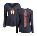 MLB Women's Nike Houston Astros #46 Francisco Liriano Navy Blue Backer Long Sleeve T-Shirt