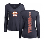 MLB Women's Nike Houston Astros #5 Jeff Bagwell Navy Blue Backer Long Sleeve T-Shirt